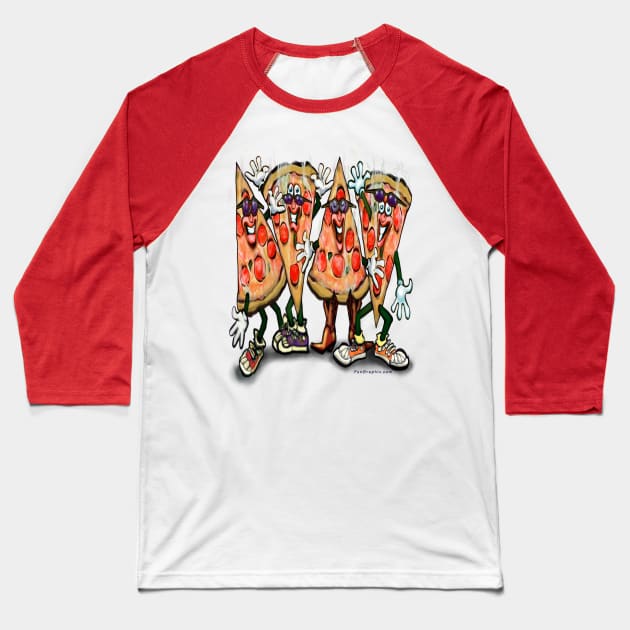 Pizza Party Baseball T-Shirt by Kevin Middleton